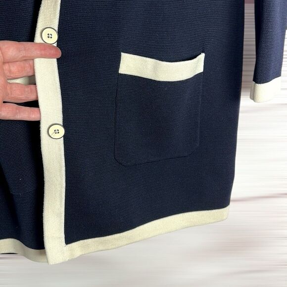 NWT Talbots Navy Blue Cotton Blend Mid
Length Button Cardigan Sweater Pockets L - Picture 7 of 13